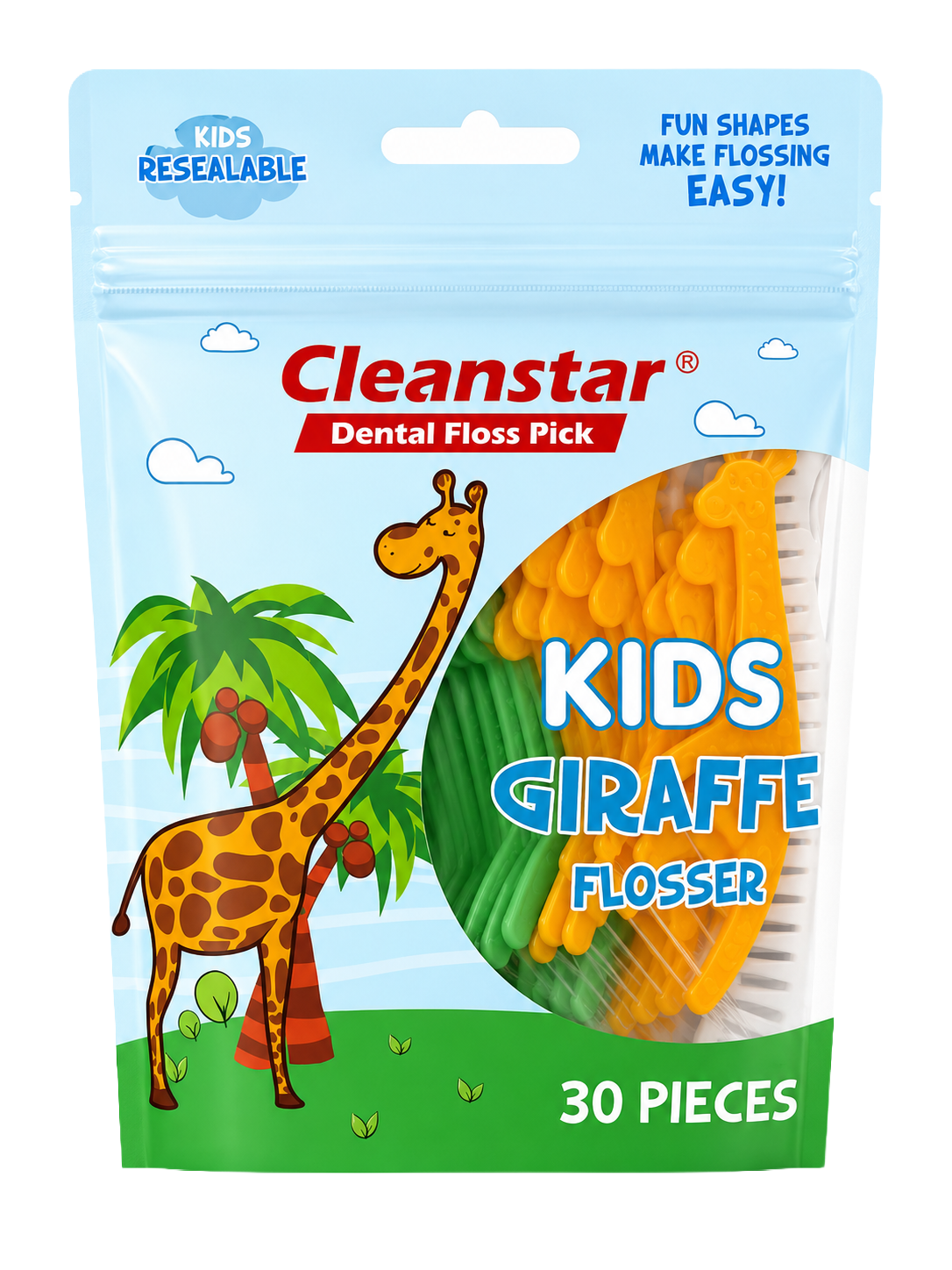 Cleanstar Kids Giraffe flossers 30 pieces